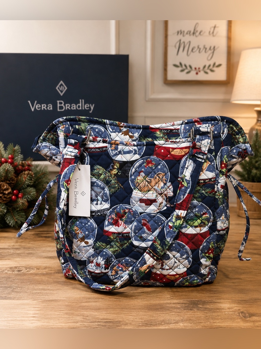 ✨ NWT Vera Bradley Glenna Satchel – Snow Globes Retired Holiday Print ✨